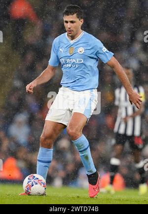 Manchester, Royaume-Uni. 16 mars 2024. Rodri de Manchester City lors du match de FA Cup à l'Etihad Stadium, Manchester. Le crédit photo devrait se lire : Andrew Yates/Sportimage crédit : Sportimage Ltd/Alamy Live News Banque D'Images