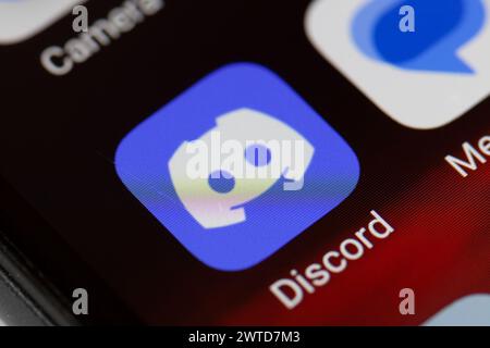 Icône de l'application Discord sur le téléphone portable Banque D'Images