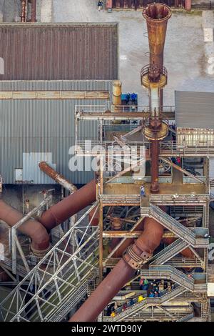 Luftbild, Landschaftspark Duisburg-Nord, Industrieanlage und Freizeitpark, Detailaufnamhe mit Besuchern, Obermeiderich, Duisburg, Ruhrgebiet, Nordrhein-Westfalen, Deutschland, Duisburg-N ACHTUNGxMINDESTHONORARx60xEURO *** vue aérienne, Parc paysager Duisburg Nord, installation industrielle et parc de loisirs, vue détaillée avec les visiteurs, Obermeiderich, Duisburg, région de la Ruhr, Rhénanie du Nord-Westphalie, Allemagne, Duisburg N ATTENTIONxMINDESTHONORARx60xEURO Banque D'Images