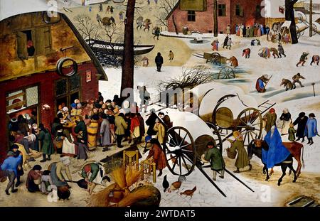 Le recensement du peuple à Bethléem par Pieter Brueghel le jeune 1564-1637, la famille Brueghel ( Bruegel ou Breughel ), peintres flamands XVIe - XVIIe siècle, belge, Belgique Banque D'Images