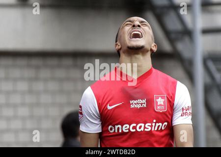 Maastricht, Nederland. 17 mars 2024. MAASTRICHT- football, 17-03-2024, Stadiom de Geusselt, MVV - Roda JC, Dutch Keuken Kampioen divisie, saison 2023/2024, MVV Maastricht joueur/speler Dailon Livramento. Crédit : Pro Shots/Alamy Live News Banque D'Images