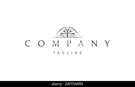 Un logo vectoriel avec une image abstraite d'un cerveau sous la forme d'un arbre. Illustration de Vecteur