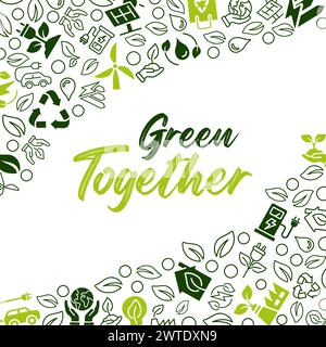 Allons vert ensemble, concept d'écologie. enregistrer l'affiche d'illustration vectorielle du monde Illustration de Vecteur