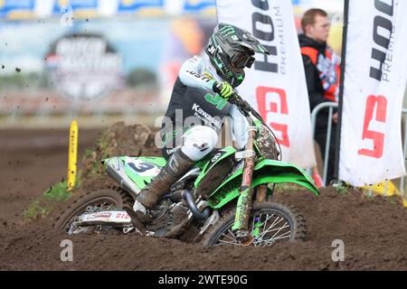 Harfsen, PAYS-BAS - 17 MARS : Romain Febvre FRA Kawasaki Kawasaki Racing Team MXGP lors du parctice libre et chronologique de la première manche du M néerlandais Banque D'Images