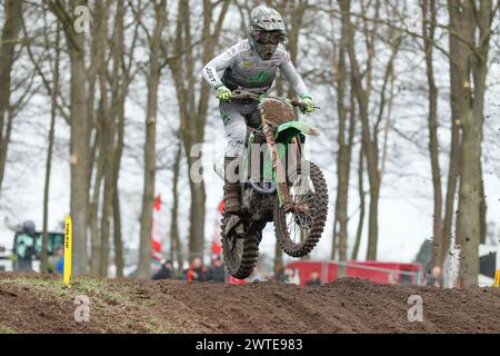 Harfsen, PAYS-BAS - 17 MARS : Romain Febvre FRA Kawasaki Kawasaki Racing Team MXGP lors du parctice libre et chronologique de la première manche du M néerlandais Banque D'Images