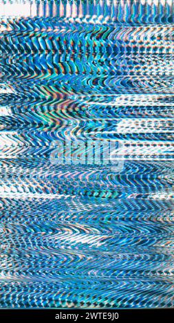 Distorsion numérique de texture glitch ondes blanches bleues Banque D'Images