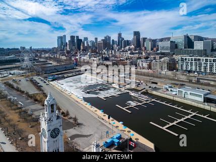 Vue aérienne du vieux port de Montréal au printemps Banque D'Images