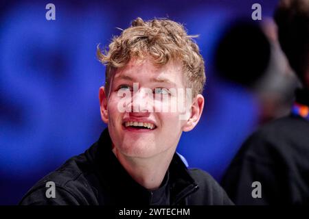 Rotterdam, pays-Bas. 17 mars 2024. ROTTERDAM, PAYS-BAS - 17 MARS : Jonas de Jong, des pays-Bas, pendant le jour 3 des Championnats du monde de patinage de vitesse sur courte piste 2024 de l'ISU à Ahoy le 17 mars 2024 à Rotterdam, pays-Bas. (Photo de Joris Verwijst/Agence BSR) crédit : Agence BSR/Alamy Live News Banque D'Images