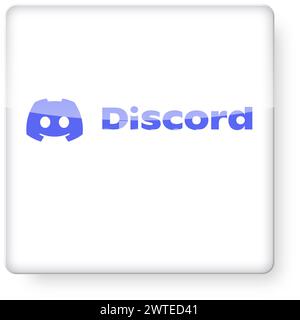 Logo Discord en tant qu'icône d'application. Chemin de détourage inclus. Banque D'Images