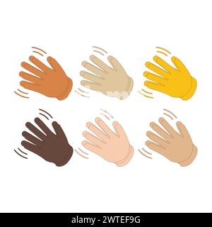 Icône main avec doigts écartés. Emoji main levée. Signe de mains pliées, tout le ton de peau geste emoji Illustration de Vecteur
