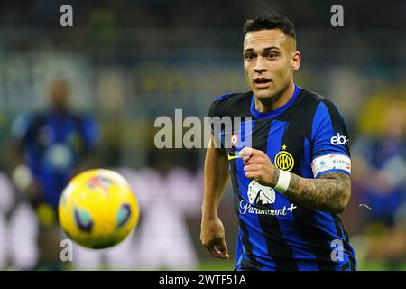 Milan, Italie. 17 mars 2024. Lautaro Martinez de l'Inter lors du match de Serie A entre l'Inter et Napoli au stade San Siro de Milan, au nord de l'Italie - dimanche 17 mars 2024. Sport - Soccer . (Photo de Spada/LaPresse) crédit : LaPresse/Alamy Live News Banque D'Images