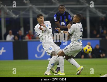 Milan, Italie. 17 mars 2024. Marcus Thuram de l'Inter Milan lors de la Serie A italienne, match de football entre l'Inter Milan FC et la SSC Napoli le 17 mars 2024 au stade San Siro, Milan, Italie Nderim Kaceli crédit : Independent photo Agency/Alamy Live News Banque D'Images