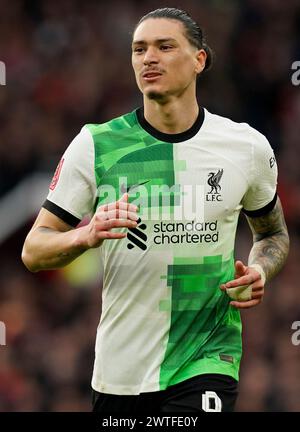 Manchester, Royaume-Uni. 17 mars 2024. Darwin Nunez de Liverpool lors du match quart de finale de la FA Cup à Old Trafford, Manchester. Photo : Andrew Yates/Sportimage crédit : Sportimage Ltd/Alamy Live News Banque D'Images