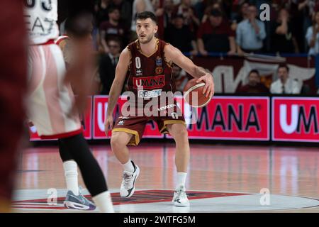 Venise, Italie. 17 mars 2024. Marco Spissu lors de l'Umana Reyer Venezia vs EA7 Emporio Armani Milano au Taliercio à Venise, Italie le 17 mars 2024 lors de l'Umana Reyer Venezia vs EA7 Emporio Armani Milano, Italian Basketball Serie A match à Venise, Italie, 17 mars 2024 crédit : Independent photo Agency/Alamy Live News Banque D'Images