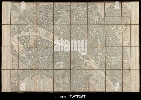 Nouveau plan itinéraire de la ville de Paris, bases en 12 arrondissements avec tous les Edifices publics / par Maire ; gravé par Perrier et Gallet ; écrit par Lale, graveur au Dépôt de la guerre, 1831. Maire, N.-M., cartographe. 1831 auteur identifié comme Maire in Vallée, L. catalogue des plans de Paris, no. 1988 (édition de 1830 publiée par J. goujon) et no. 1989 (édition de 1835 publiée par J. Andriveau-goujon). Panneau titre en haut à droite. Liste des rues sur les bords gauche et droit, indexée en rectangles sur le plan étiqueté A-H, 1-6. Impression dans la marge inférieure. Carte intégrée en bas à gauche : plans des anci Banque D'Images