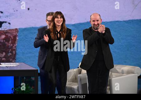 Milan, Italie. 17 mars 2024. Milan, émission de télévision Che Tempo Che Fa - Nove. Sur la photo Virginia Raffaele, Antonio Albanese crédit : Independent photo Agency/Alamy Live News Banque D'Images