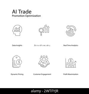 AI Trade promotion Optimization icônes vectorielles stimulant les stratégies de vente Illustration de Vecteur