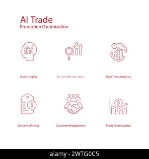 Pack de symboles vectoriels d'optimisation de la promotion commerciale améliorant l'efficacité des ventes Illustration de Vecteur