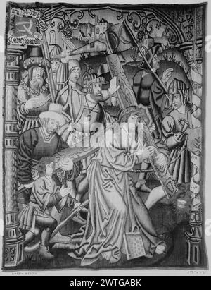 Procession au Calvaire. Inconnu c. 1500-1525 dimensions de tapisserie : H 7'6' x l 5'9' tapisserie matériaux/techniques : inconnu culture : Centre de tissage du Sud des pays-Bas : inconnu historique de propriété : Français & Co. acheté de Dikran G. Kelekian 12/1917 ; vendu à Giovanni Costano [Bishop John Floright (?)] 8/13/1953. Inscriptions : inscription dans le champ central sur la bannière : DI[E]U N. O. DOM.. [CRASE?] / Ma[HIER] GHAHI[DDE] Christ portant une couronne d'épines et portant une croix (Matthieu 27:31-33, Marc 15:20-22 ; Luc 23:26-33, Jean 19:17) ; la procession des soldats suit ; soldat tenant une bannière avec l'insc Banque D'Images