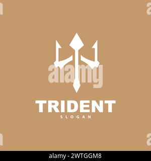 Logo Trident, lance magique vectorielle de Poseidon Neptune, Triton King Design, illustration de marque d'icône de modèle Illustration de Vecteur