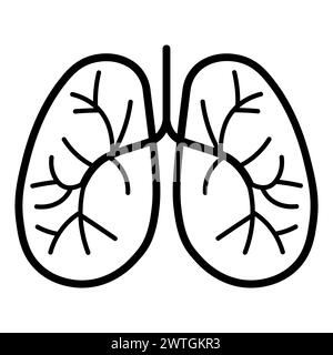 icône noire de poumons vectoriels sur fond blanc Illustration de Vecteur