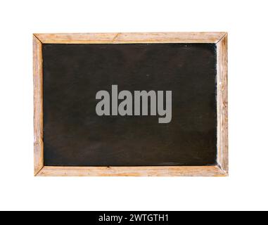 Panneau publicitaire dans un style rétro avec tableau noir et cadre en bois. Menu CAFE ou tableau pointeur pour écrire des informations. Isolé sur fond blanc Banque D'Images