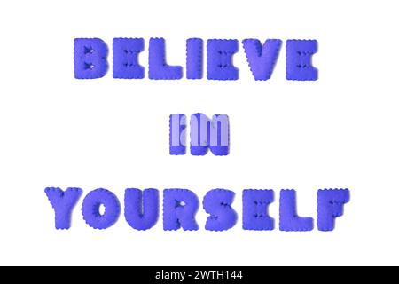 Encouragement typographie 3D en vraie couleur bleue sur fond blanc Banque D'Images