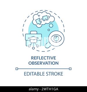 Icône de concept bleu doux d'observation réfléchissant Illustration de Vecteur