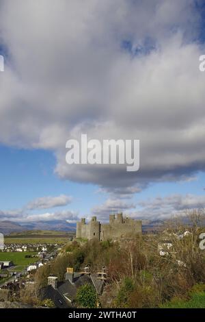 Château de Harlech, Gwynedd, nord du pays de Galles, Royaume-uni. Banque D'Images