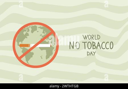 Carte horizontale pour la journée mondiale sans tabac. Arrête de fumer la bannière. Sensibilisation à la cigarette et aux signes interdits. Illustration vectorielle plate Illustration de Vecteur