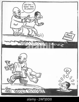 Dessin animé - prêt à voler ses vêtements. John Collins (1917-2007) Banque D'Images