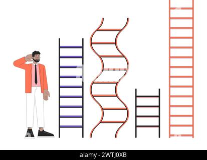 Concept d'illustration linéaire 2D d'échelles de carrière différentes Illustration de Vecteur