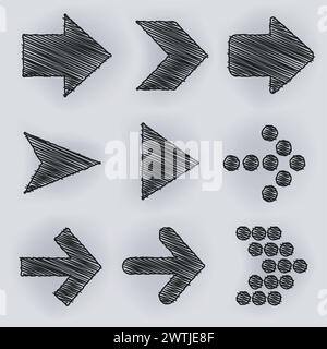 Ensembles d'effets de stylo d'esquisse de flèche, illustration vectorielle Illustration de Vecteur