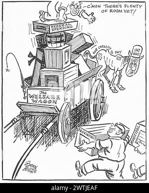 Dessin animé - toujours mettre le chariot devant le cheval. John Collins (1917-2007) Banque D'Images