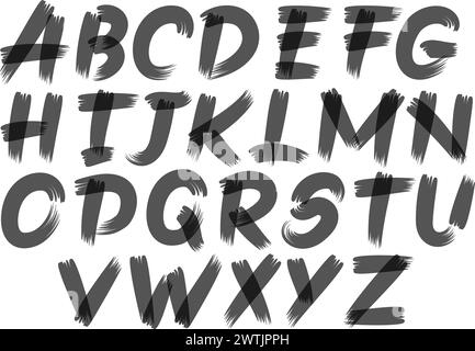 Lettres manuscrites au pinceau noir Illustration de Vecteur