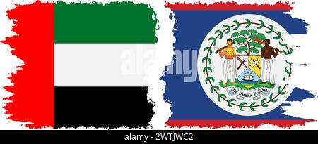 Belize et les Émirats arabes Unis grunge drapeaux connexion, vecteur Illustration de Vecteur