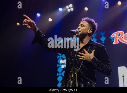 Austin, États-Unis . 14 mars 2024. Preacher se produit au show future of Music de Rolling Stone lors de SXSW à Austin, Texas, le 14 mars 2024. (Photo de Stephanie Tacy/Sipa USA) crédit : Sipa USA/Alamy Live News Banque D'Images