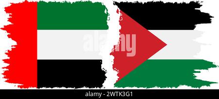 Palestine et Emirats Arabes Unis grunge drapeaux connexion, vecteur Illustration de Vecteur