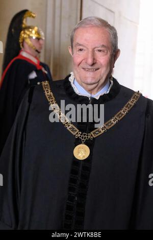 il Presidente della Corte costituzionale Augusto Barbera durante la Presentazione della Relazione annuale della Corte costituzionale sull'attività e sugli indirizzi giurisprudenziali della Corte nel 2023, Palazzo della Consulta a Roma, Lunedì, 18 marzo 2024 (foto Mauro Scrobogna/LaPresse) le Président de la Cour constitutionnelle Augusto Barbera lors de la présentation du rapport annuel de la Cour constitutionnelle sur l’activité et les orientations jurisprudentielles de la Cour en 2023, Palazzo della Consulta à Rome, lundi 18 mars 2024 (photo Mauro Scrobogna/LaPresse) Banque D'Images