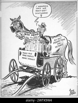 Dessin animé - toujours mettre le chariot devant le cheval. John Collins (1917-2007) Banque D'Images
