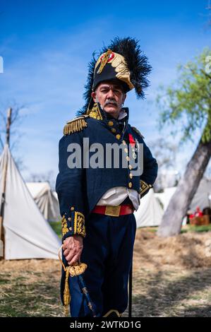 Oscar, reconstituteur argentin, pose comme un général à la réplique d'un camp pendant la reconstitution historique de 'Los Sitios', les événements qui ont eu lieu dans Banque D'Images