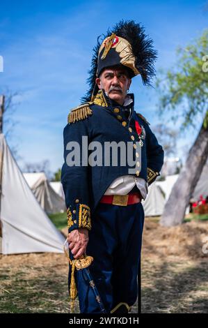 Oscar, reconstituteur argentin, pose comme un général à la réplique d'un camp pendant la reconstitution historique de 'Los Sitios', les événements qui ont eu lieu dans Banque D'Images