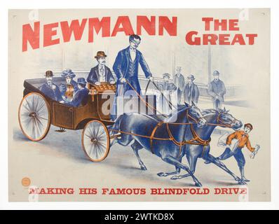 Affiche magique - Newmann le Grand fait son célèbre Blinfold Drive Banque D'Images