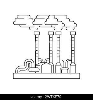 Icône de ligne de couleur de centrale géothermique. Industrie de production verte. Elément isolé par vecteur. Contour modifiable. Illustration de Vecteur