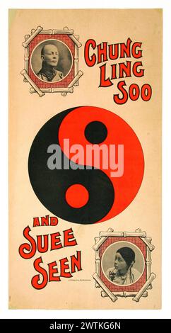 Affiche magique - Chung Ling Soo et Suee vus Banque D'Images