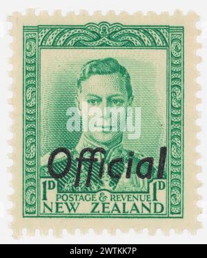 Émission d'un penny 'King George VI' timbre officiel en timbres-poste verts Banque D'Images