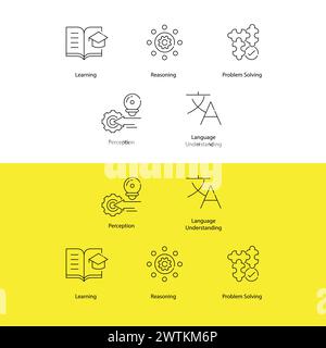 Jeu d'icônes vectorielles d'architecture AI Explorer les composants clés des systèmes ai Illustration de Vecteur