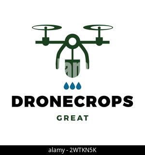 Modèle de conception de logo d'icône de drone Crops Illustration de Vecteur