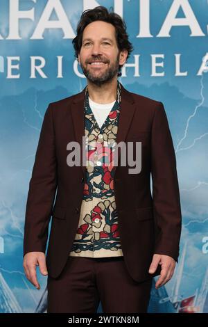 Madrid, Espagne. 18 mars 2024. Paul Rudd assiste à la photoconférence 'Cazafantasmas : El Imperio Helado' à l'hôtel Mandarín Oriental Ritz le 18 mars 2024 à Madrid, en Espagne. (Photo par Oscar Gonzalez/Sipa USA) crédit : Sipa USA/Alamy Live News Banque D'Images