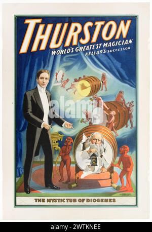 Affiche magique - Thurston World's Greatest Magician et successeur de Kellar - The Mystic Tub of Diogenes Banque D'Images